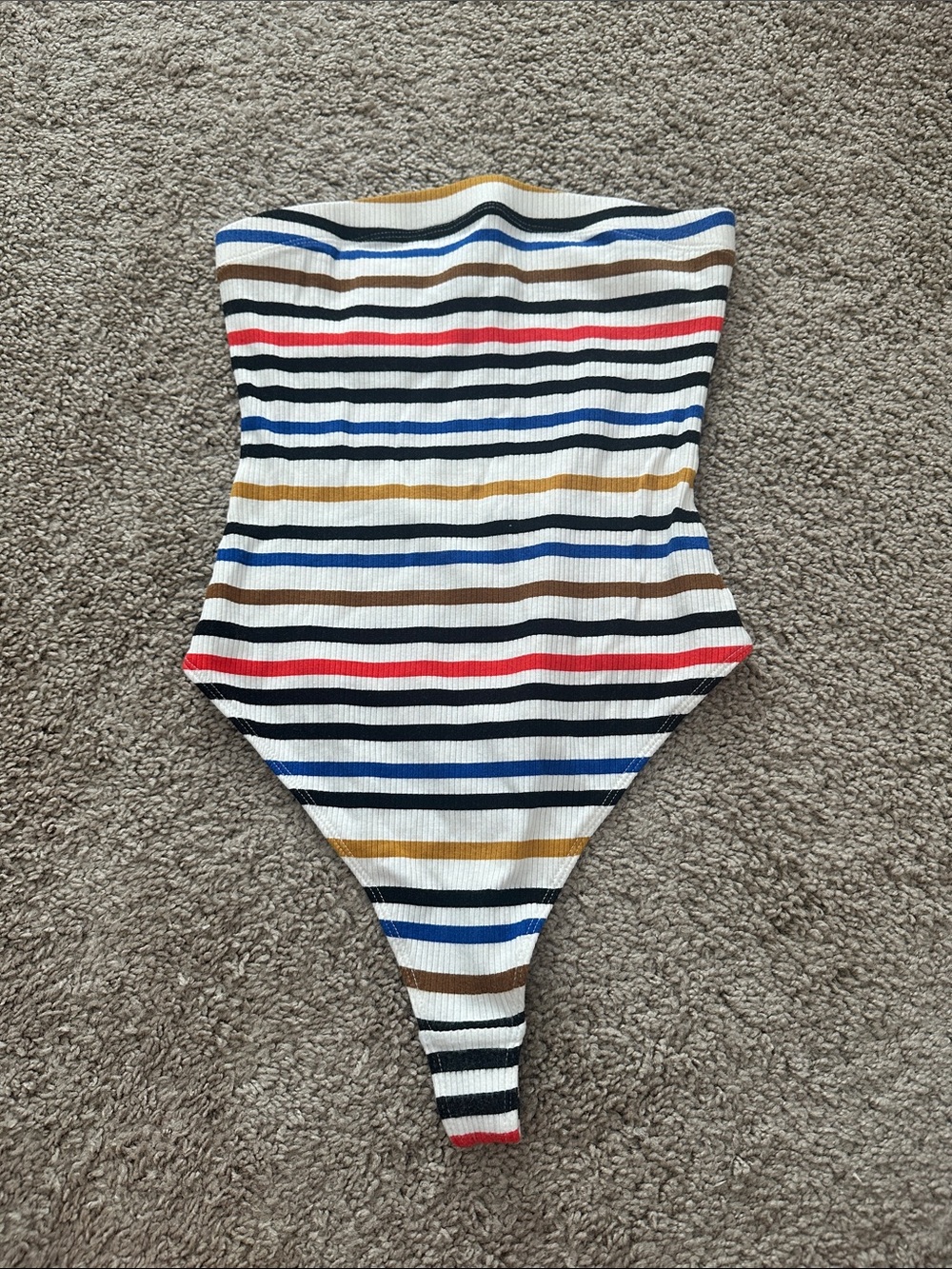 Striped Multicolor One-Piece Bodysuit - White Base
